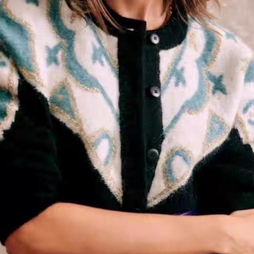 Sezane Margaux Cardigan Noir / Multico - Size M